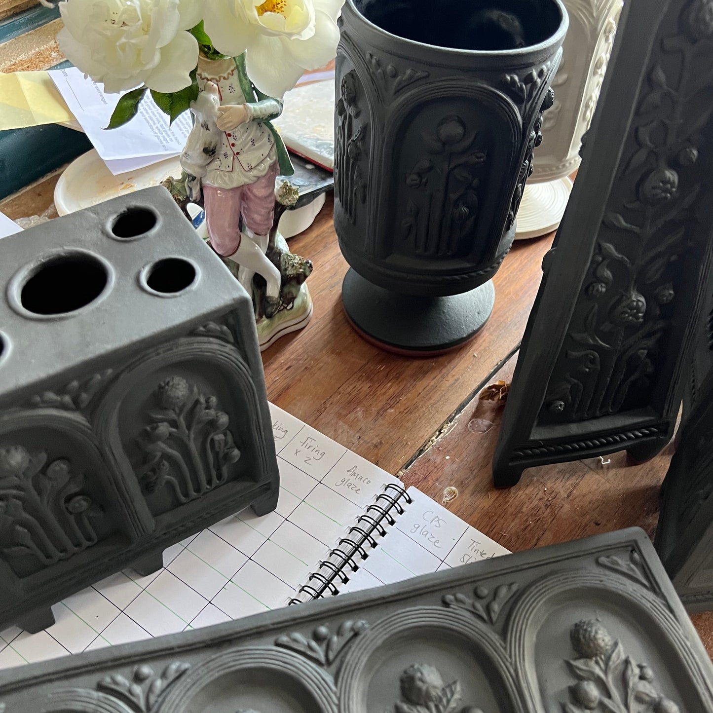The Floral Folly Flower Brick in Black Basalt