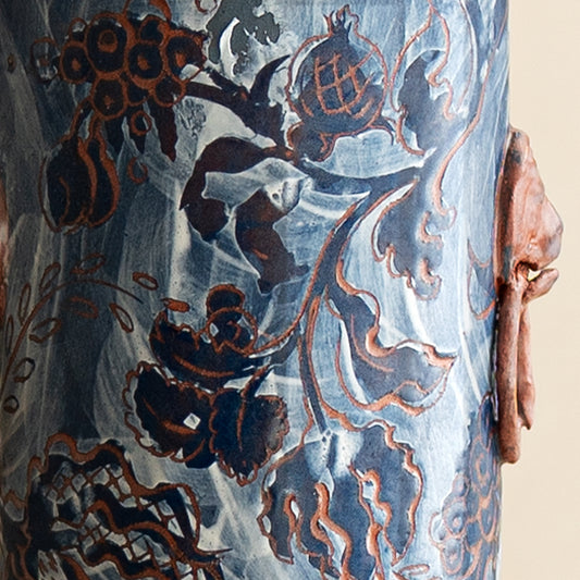 Cara bauermeister ceramics lion vase earthenware drawing