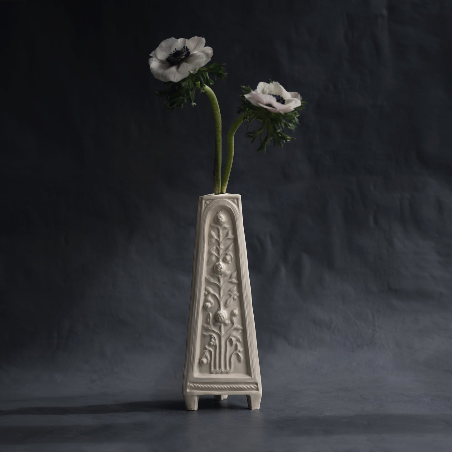 Cara Bauermeister Floral Folly obelisk glazed stoneware cream obelisk vase