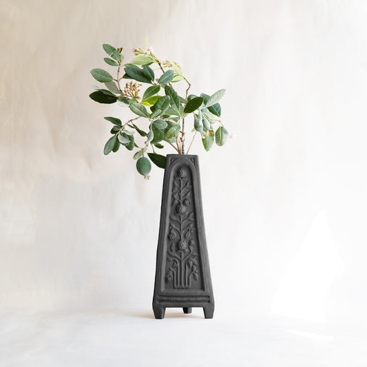 Cara Bauermeister floral folly vase single obelisk black basalt