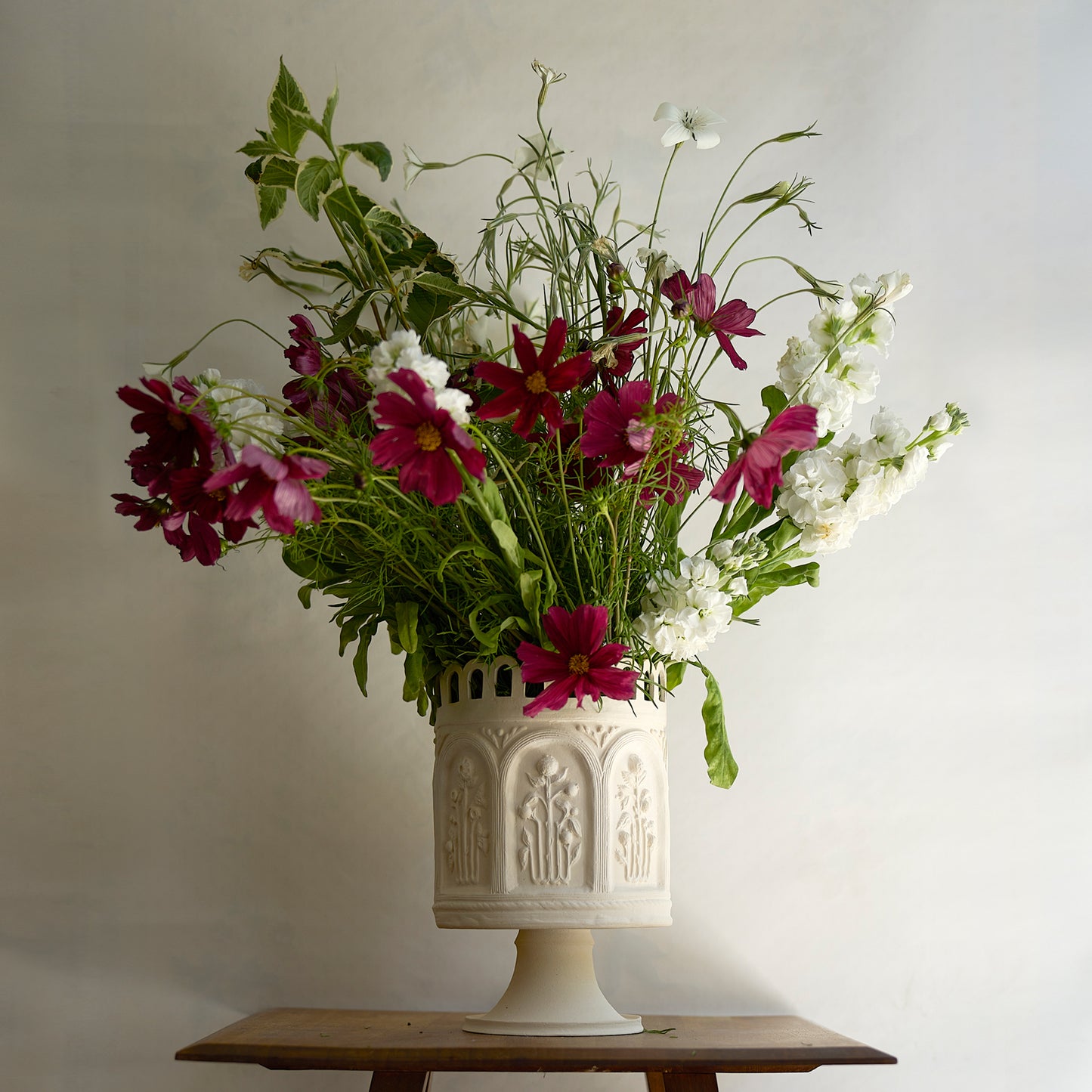 cara bauermeister ceramics extre large unglazed floral folly urn