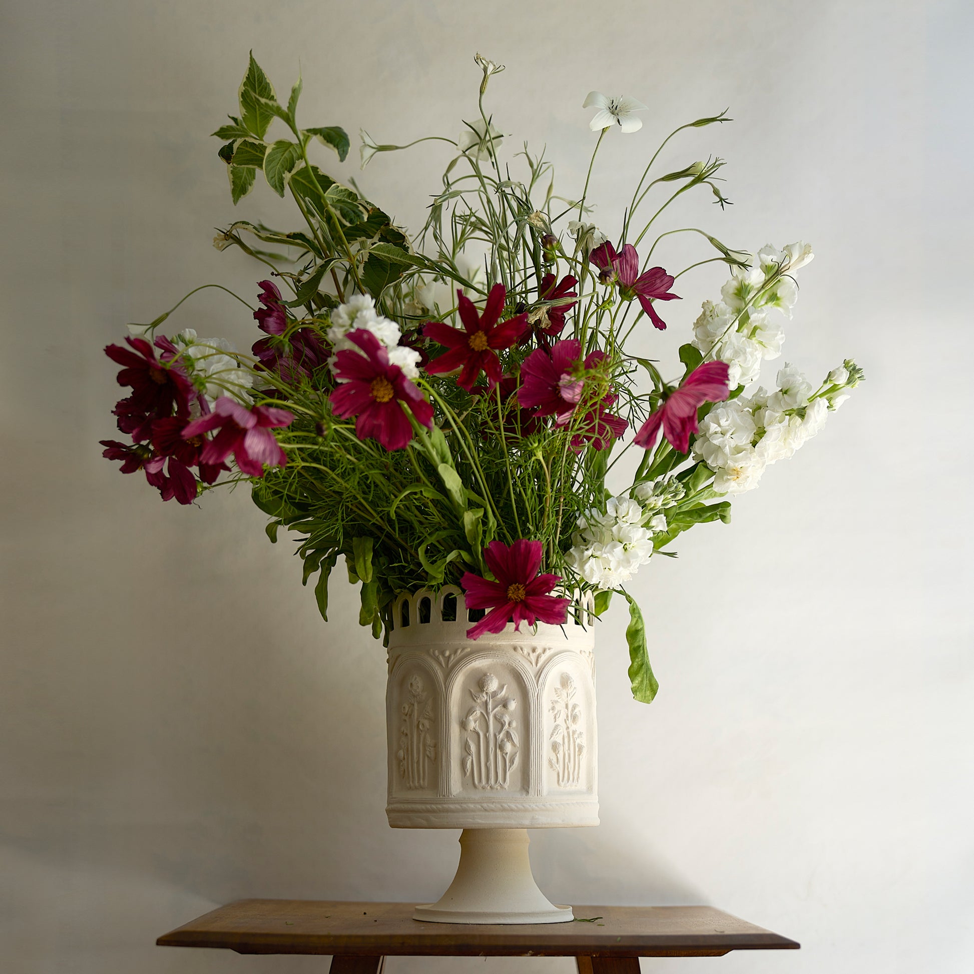cara bauermeister ceramics extre large unglazed floral folly urn