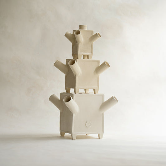 cara bauermeister 3 tier stoneware tulipiere vase