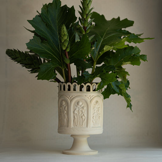 cara bauermeister ceramics extre large unglazed floral folly urn