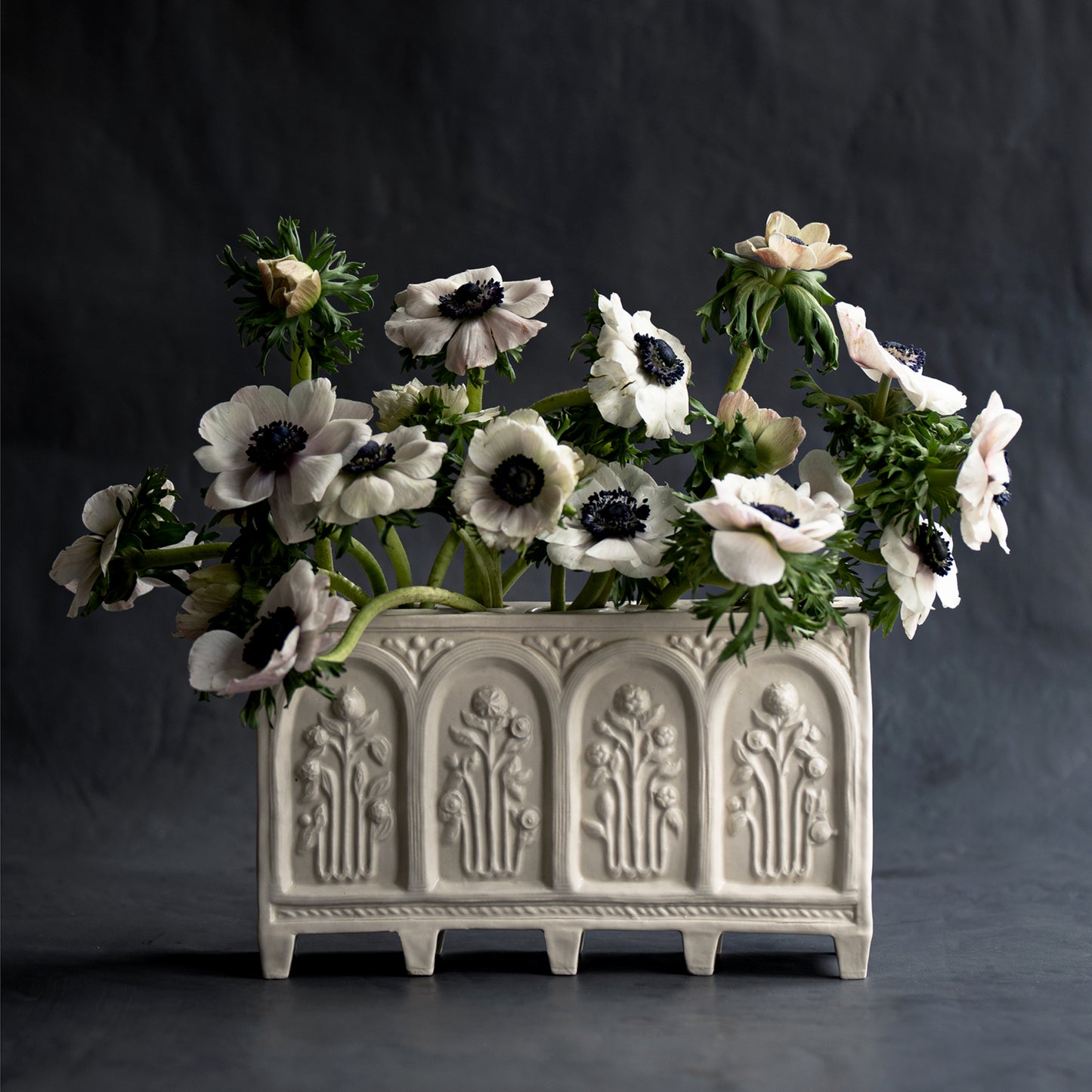 Cara Bauermeister satin matte glazed cream stoneware floral folly flower brick