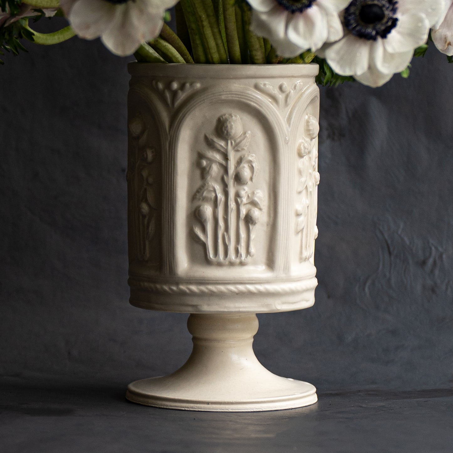 The Floral Folly Urn in Glazed Cream