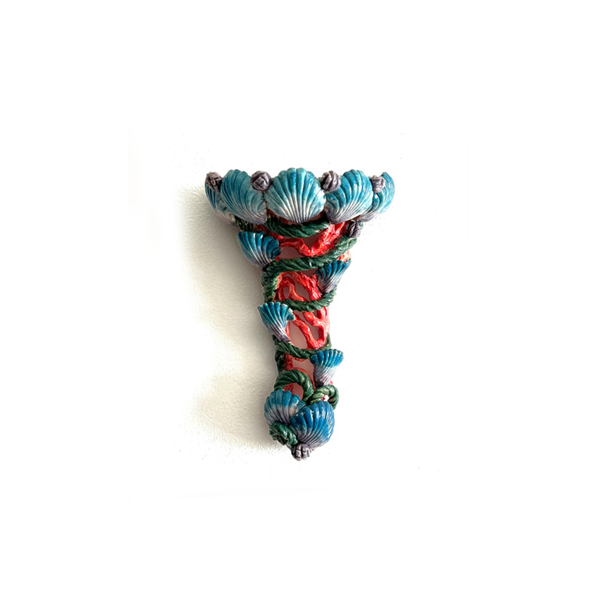 cara bauermeister shell sconce hand painted hand carved red blue green custom